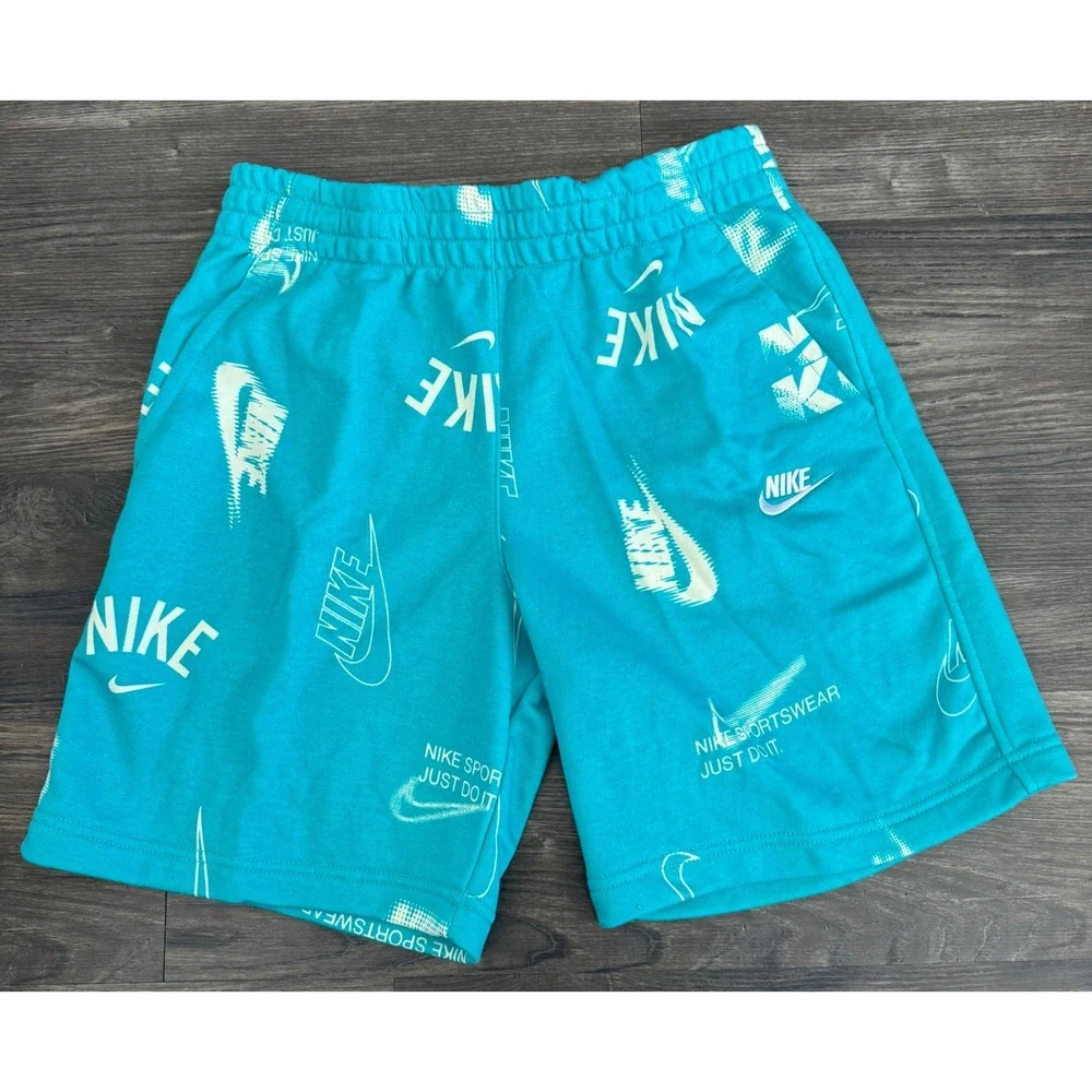Boys youth XL Nike sweat shorts tropical blue Nike print back to school NWT
